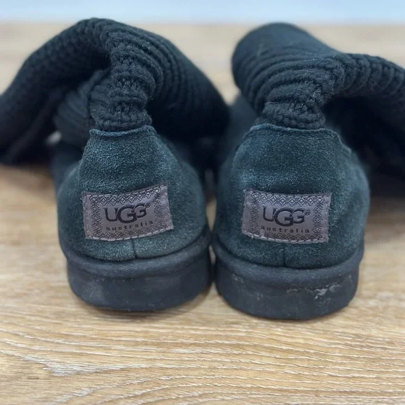UGG Australia Black Classic Cardy Knit Boots - Size 9 - Picture 9 of 9